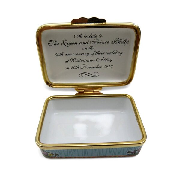 HALCYON DAYS Enamel Queen Elizabeth II And Prince Philip 50th Wedding Anniversar - Picture 3 of 10